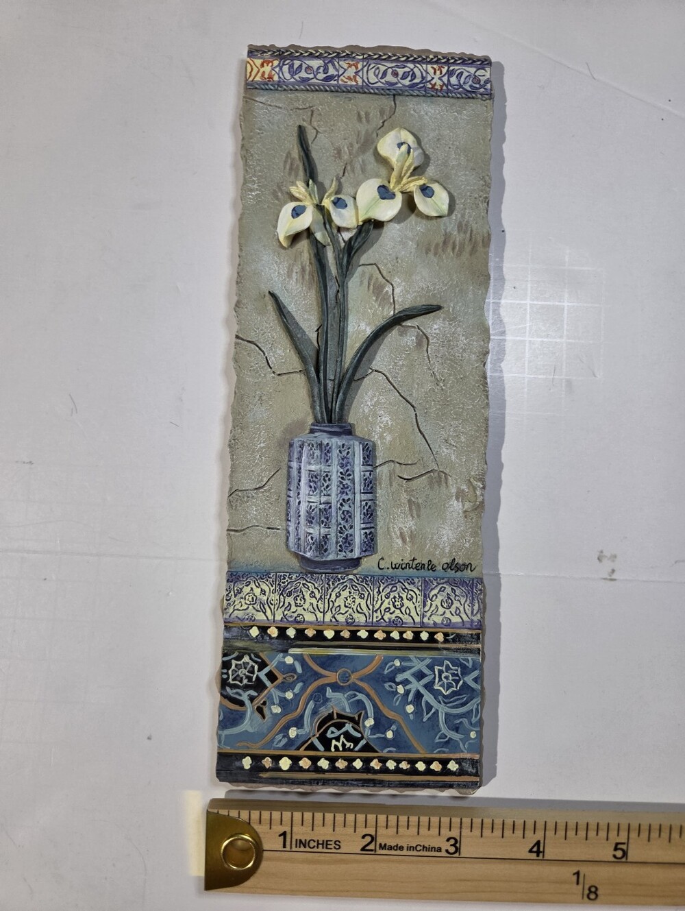 Wall Art Tile Panel with Yellow Calla Lilies in Blue Vase By C. Winterle Olson - Picture 6 of 8